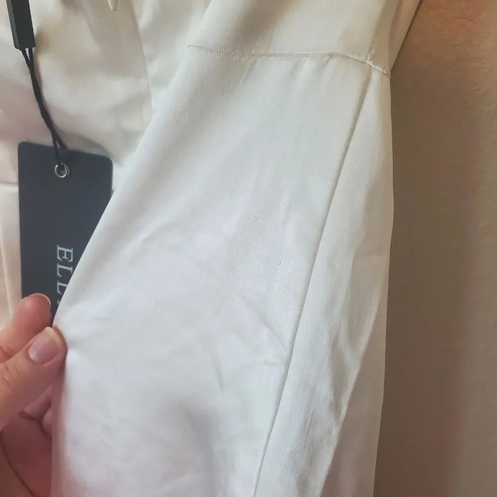Elliatt White Jacinda Asymmetrical Satin Crystal Strap Dress Size Small - Picture 11 of 15